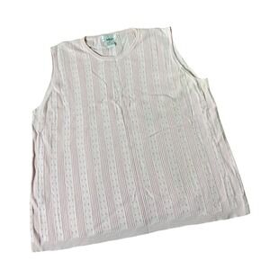 K.B. Collections Pointelle Ribbed Knit Sweater Coquette Women 3X Pastel Pink Top